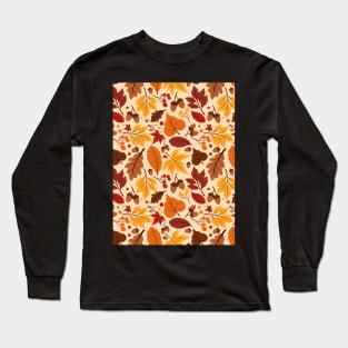 Autumn Pattern No 01 - Warm Fall Leaves Pattern Motifs Long Sleeve T-Shirt